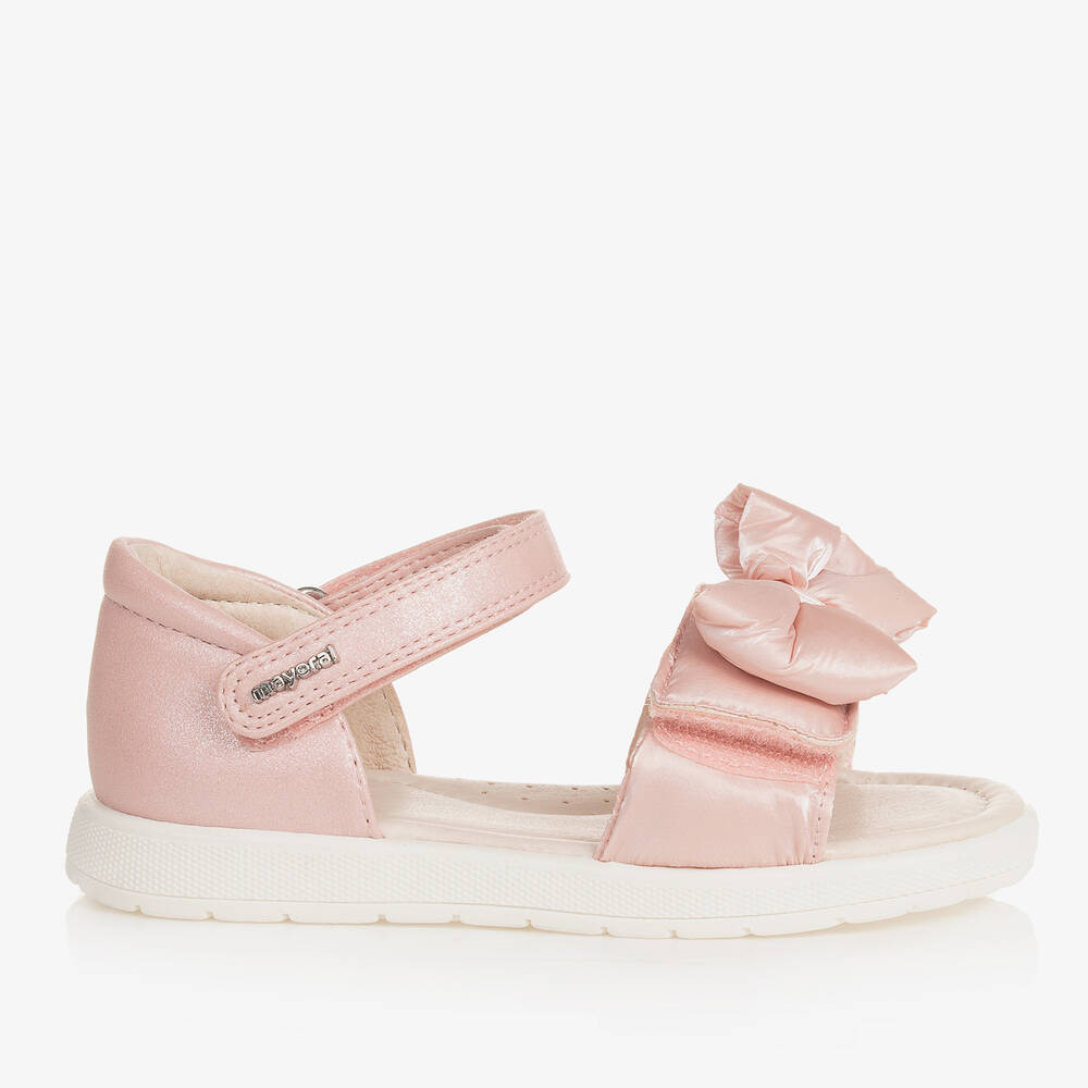 Mayoral - Baby Girls Pink Bow Velcro Sandals | Childrensalon