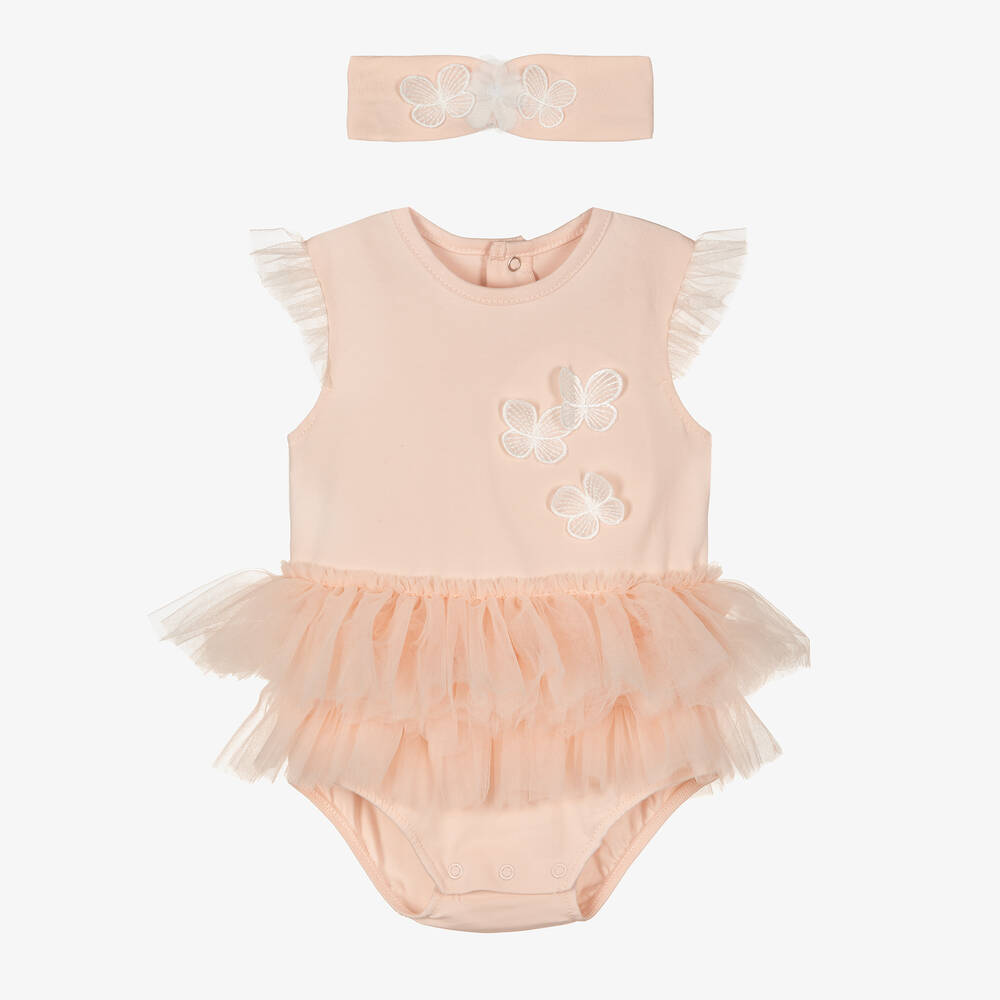 Mayoral - Baby Girls Pink Cotton Babysuit Set | Childrensalon