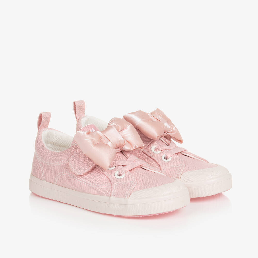 Mayoral - Baby Girls Pink Cotton Bow Trainers | Childrensalon