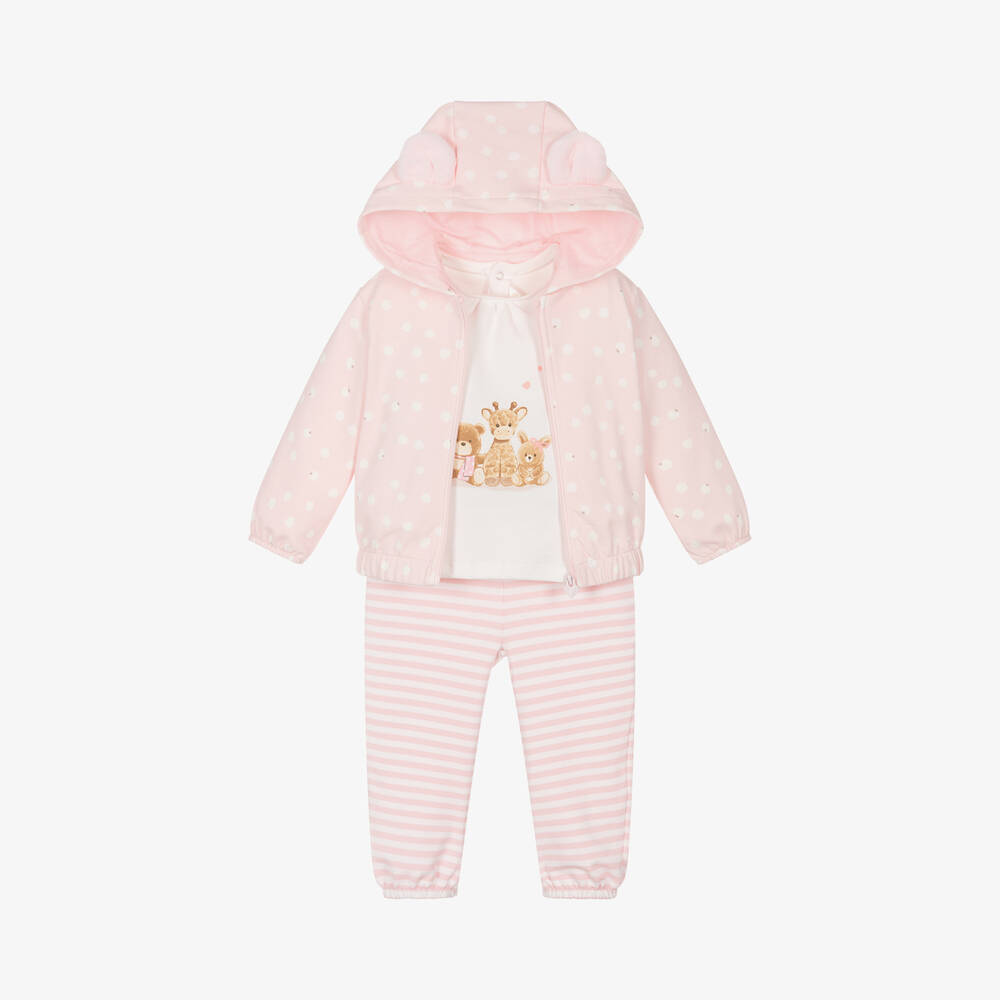 Mayoral Newborn - Baby Girls Pink Cotton Tracksuit Set | Childrensalon