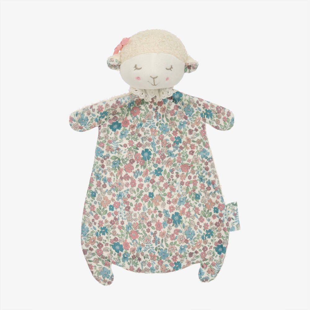 Mayoral Newborn - Baby Girls Pink Floral Sheep Comforter (30cm) | Childrensalon