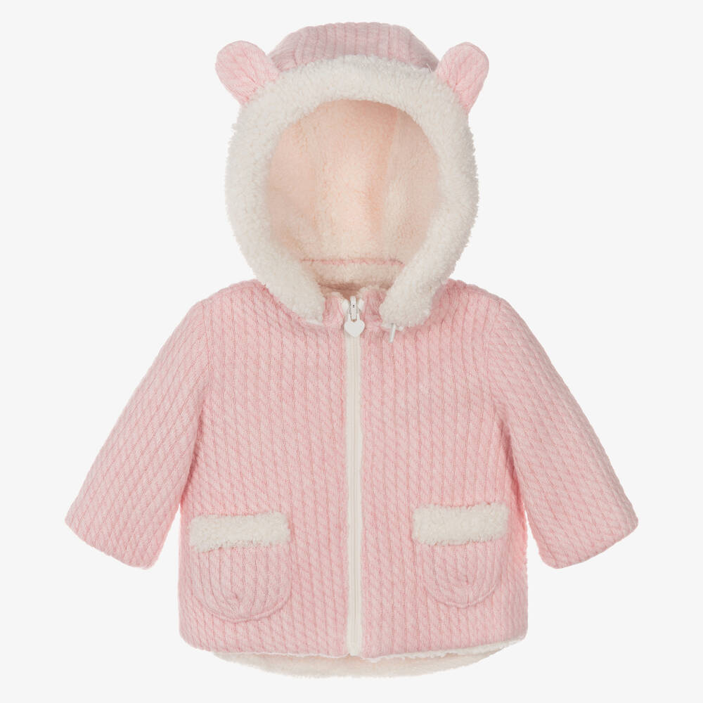 Mayoral Newborn - Baby Girls Pink & Ivory Reversible Pram Coat | Childrensalon