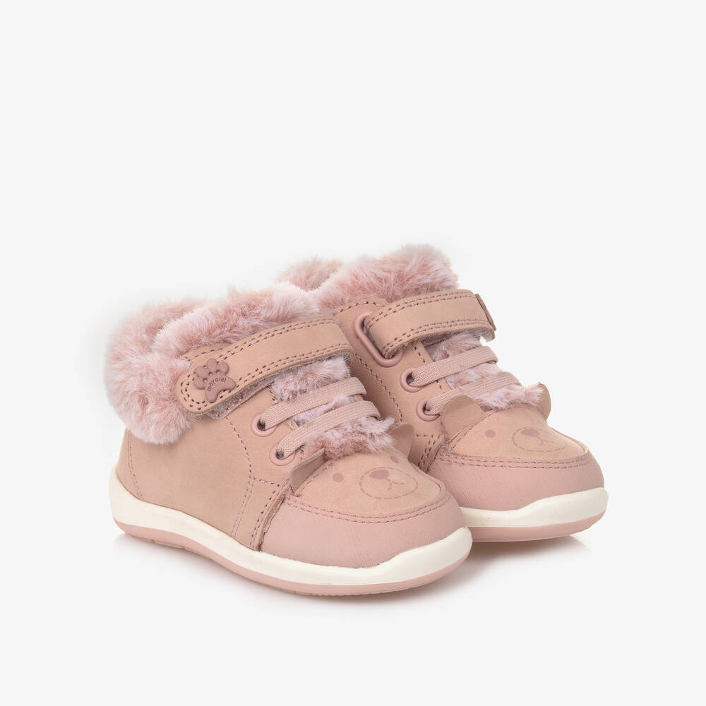 Mayoral - Baby Girls Pink Leather First Walkers | Childrensalon