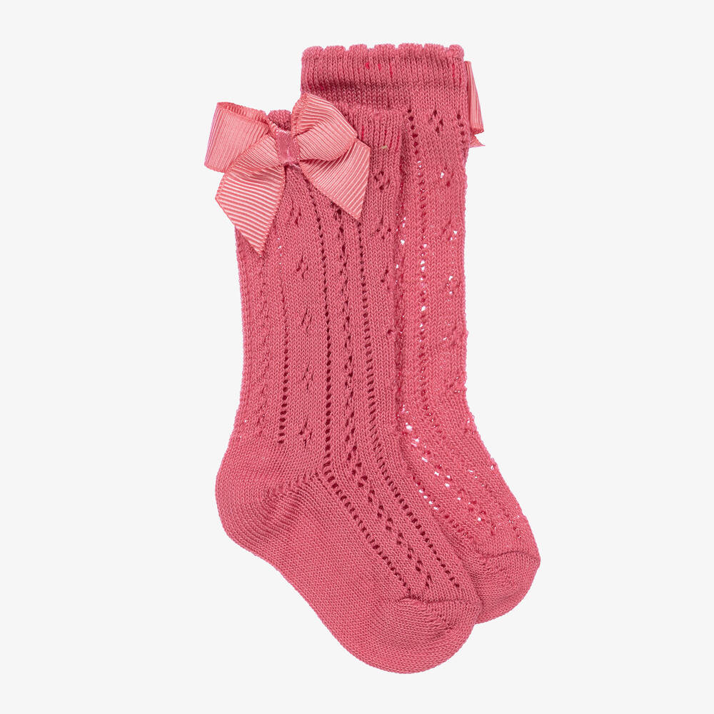 Mayoral - Baby Girls Pink Pointelle Knitted Socks | Childrensalon
