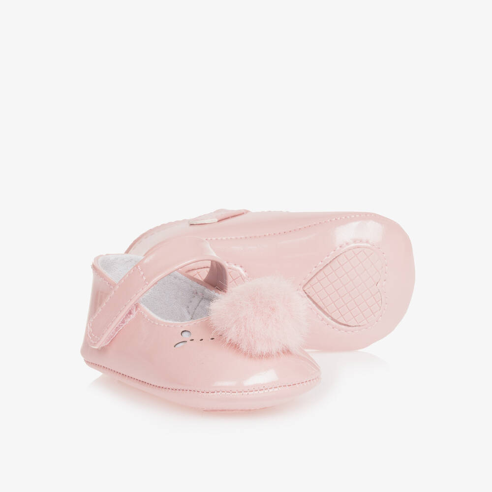 Mayoral Newborn - Baby Girls Pink Pom-Pom Pre-Walker Shoes | Childrensalon