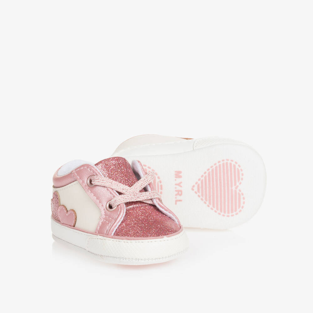 Mayoral Newborn - Baby Girls Pink Pre-Walker Trainers | Childrensalon