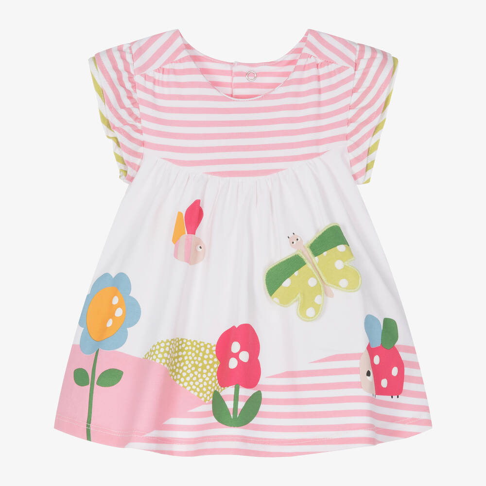 Mayoral - Baby Girls Pink Stripe Cotton Dress | Childrensalon