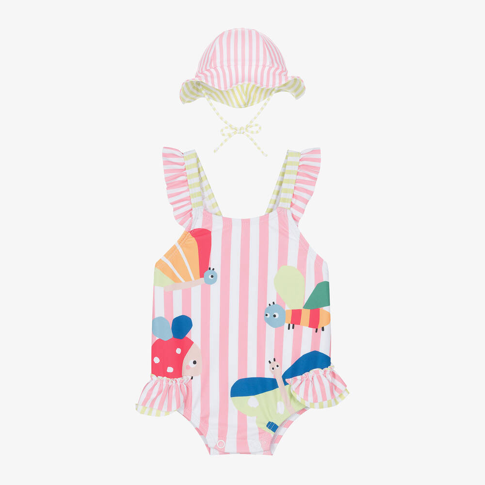 Mayoral - Baby Girls Pink Stripe Swimsuit Set | Childrensalon