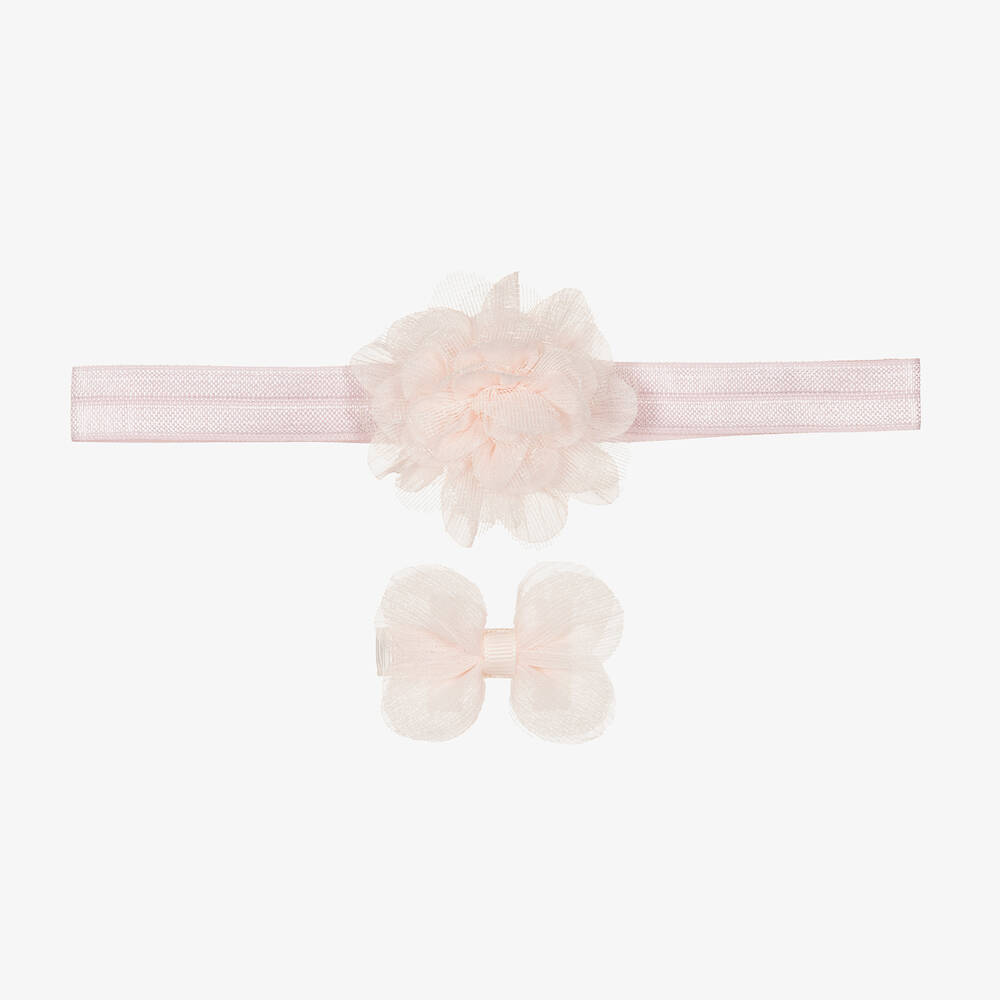 Mayoral Baby Girls Pink Tulle Headband & Clip Set