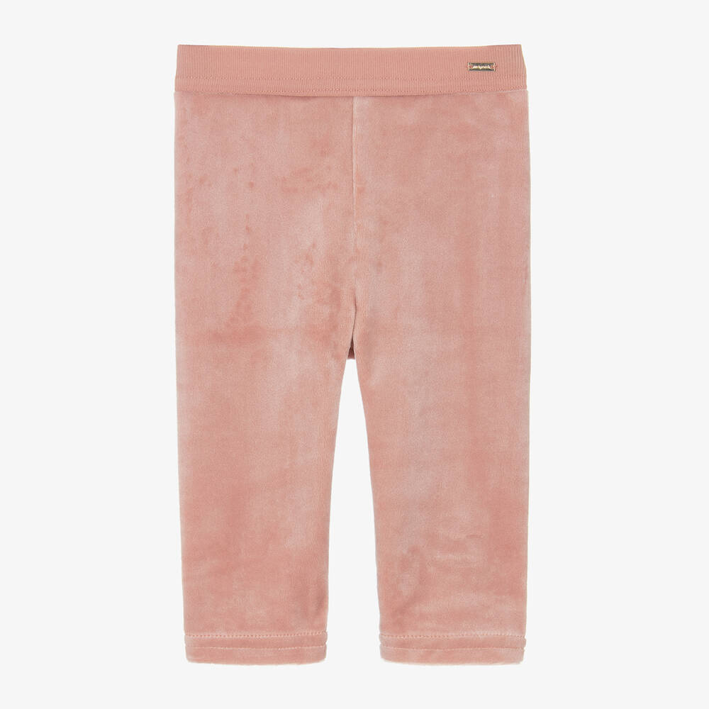 Mayoral - Baby Girls Pink Velour Leggings | Childrensalon