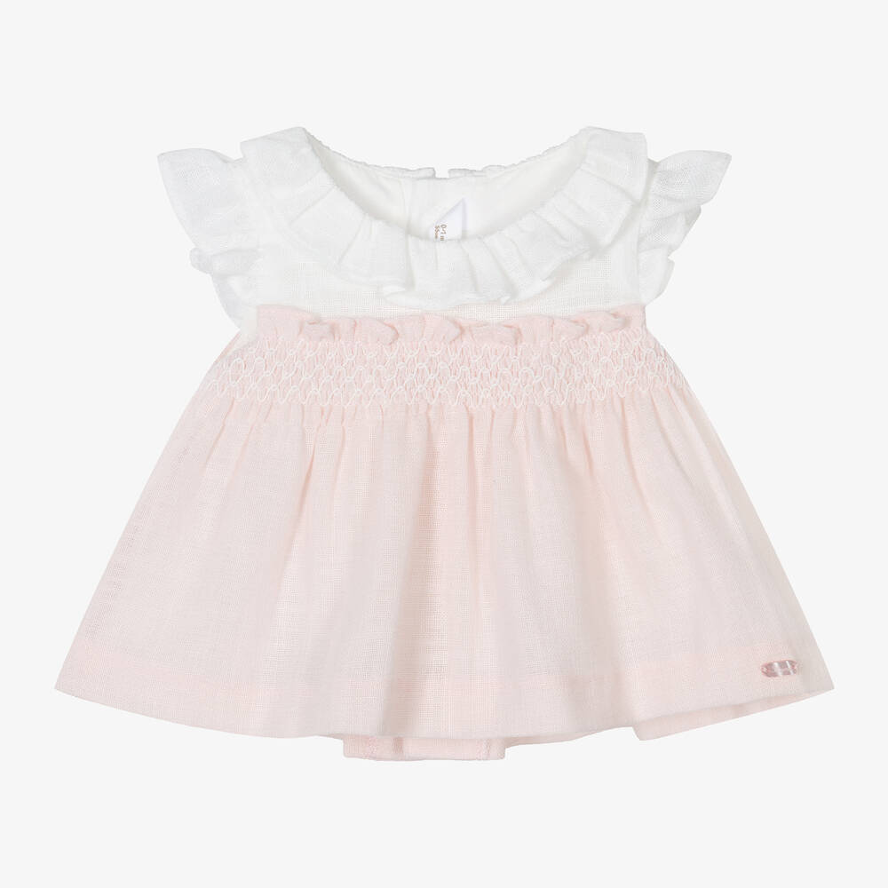 Mayoral Newborn - Baby Girls Pink & White Dress | Childrensalon
