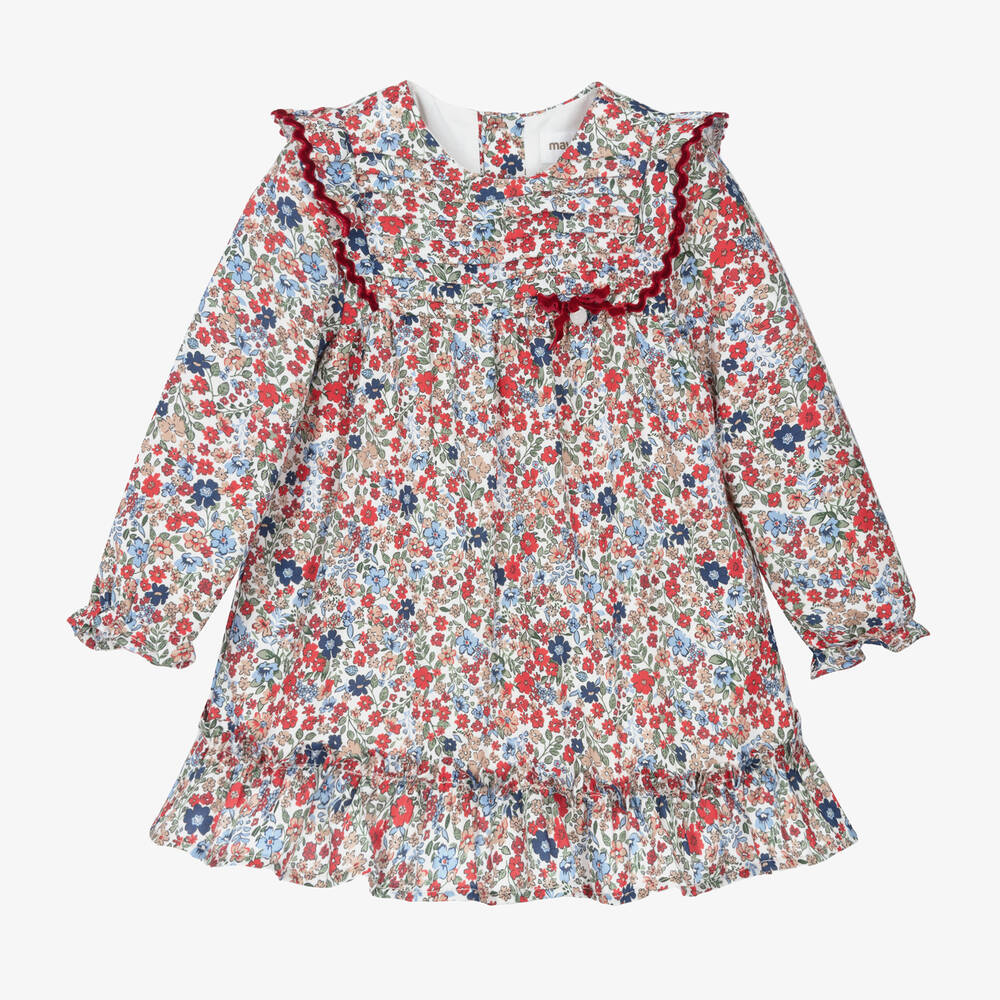 Mayoral Newborn - Baby Girls Red Cotton Floral Dress | Childrensalon