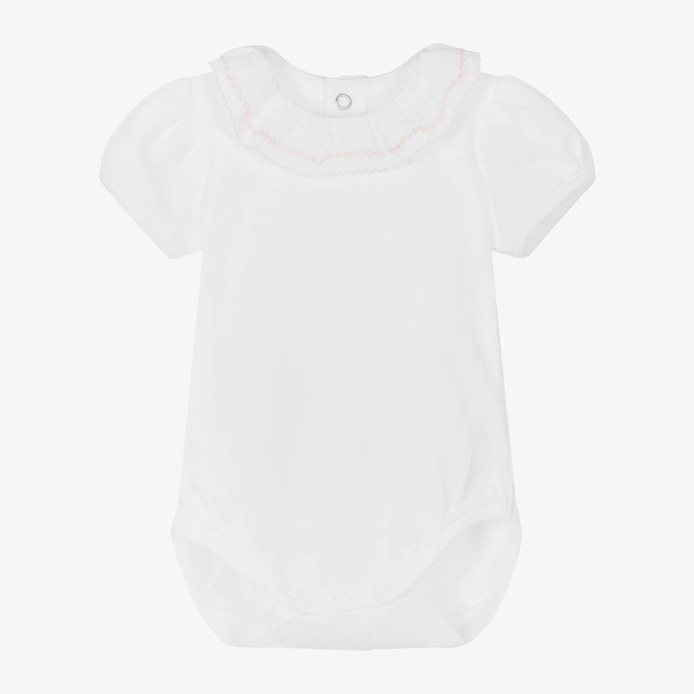 Mayoral - Baby Girls White Cotton Bodysuit | Childrensalon