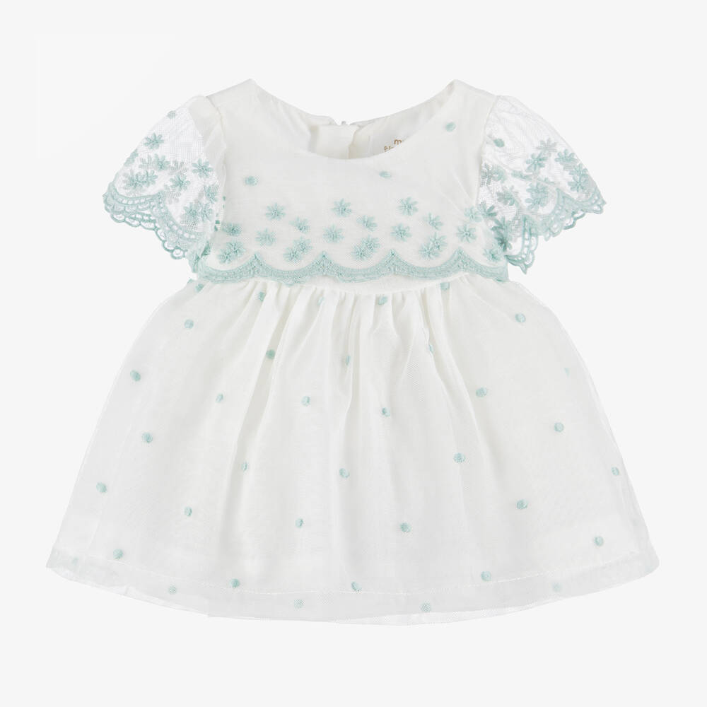 Shop Mayoral Baby Girls White Embroidered Tulle Dress