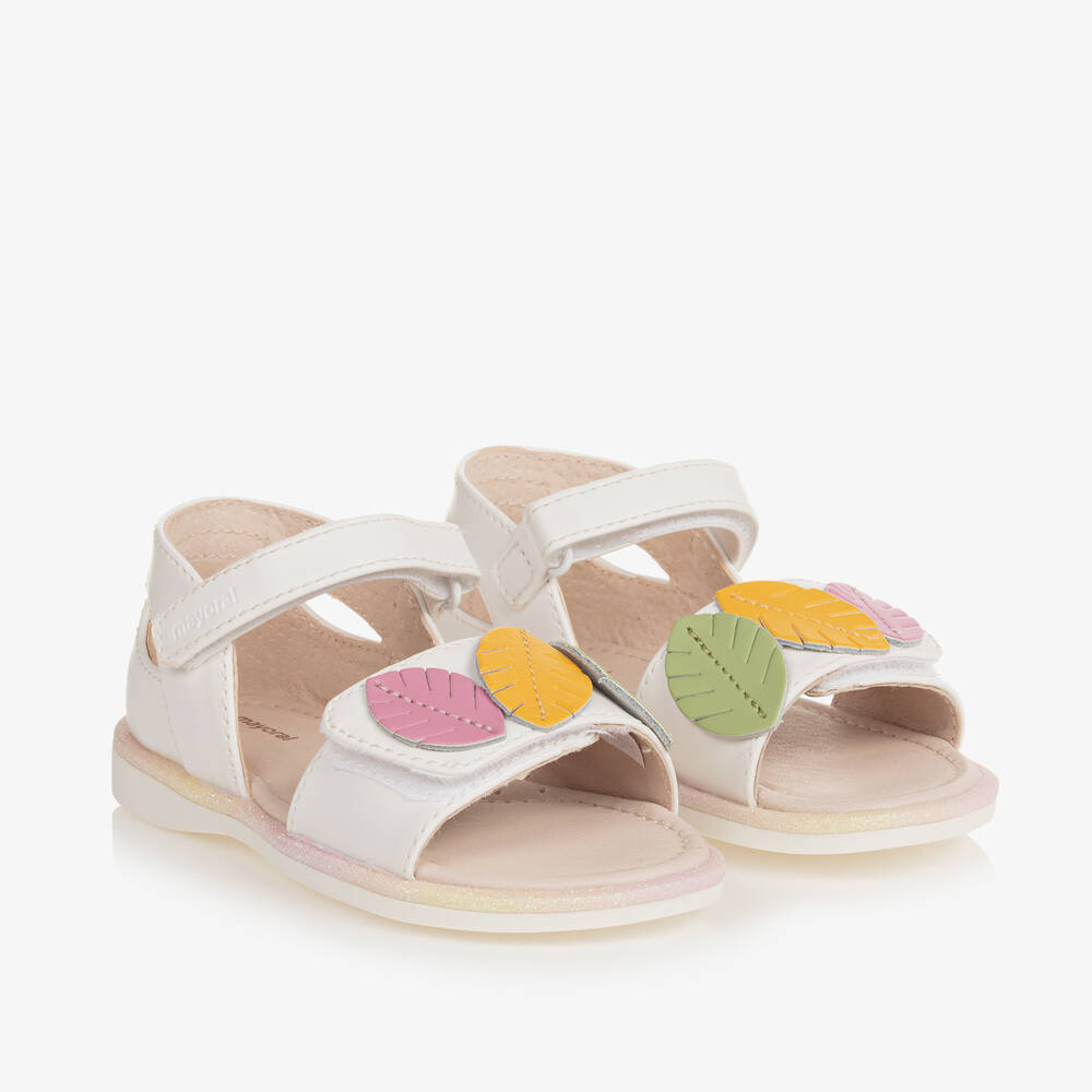 Shop Mayoral Baby Girls White Faux Leather Sandals