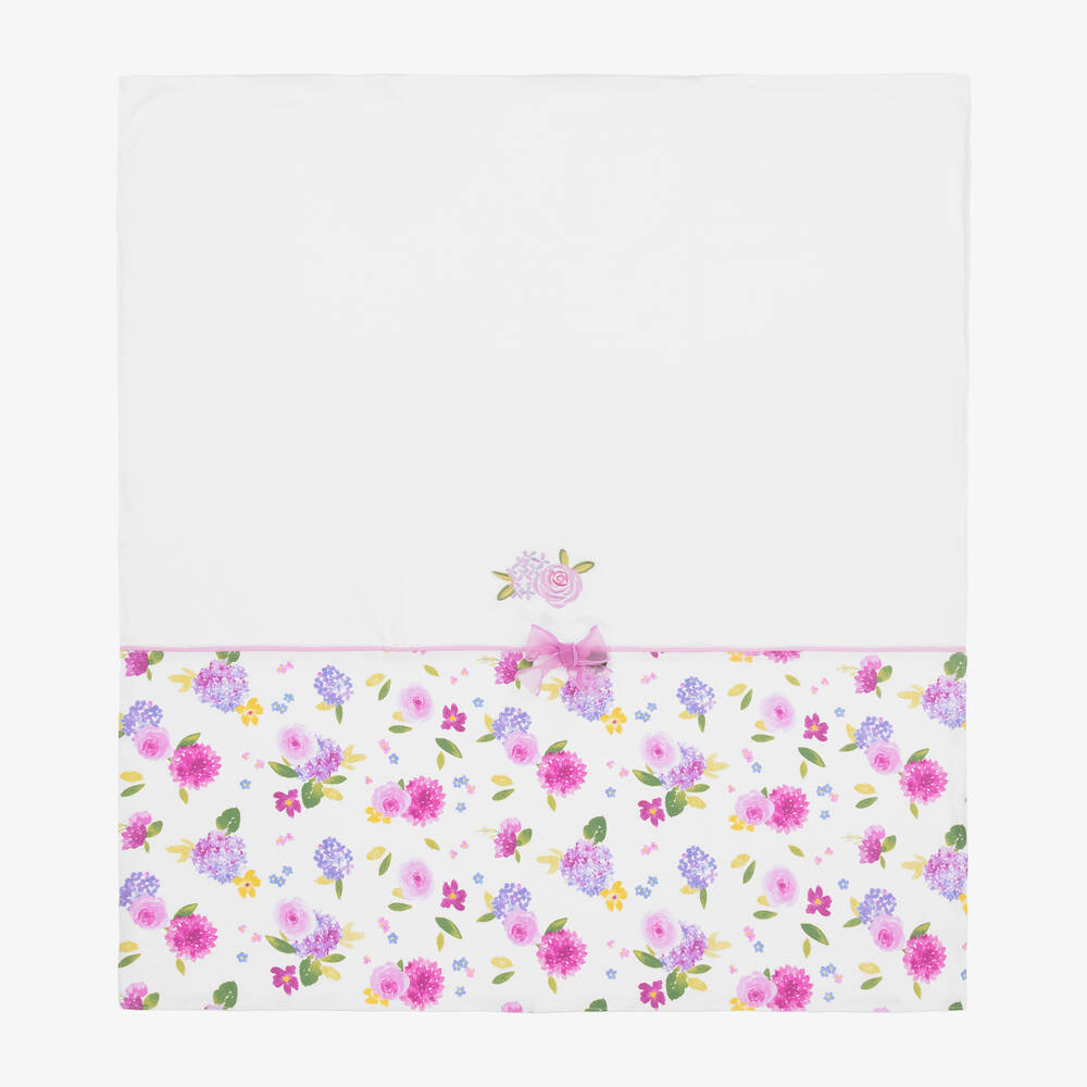 Mayoral - Baby Girls White Floral Blanket (88cm) | Childrensalon