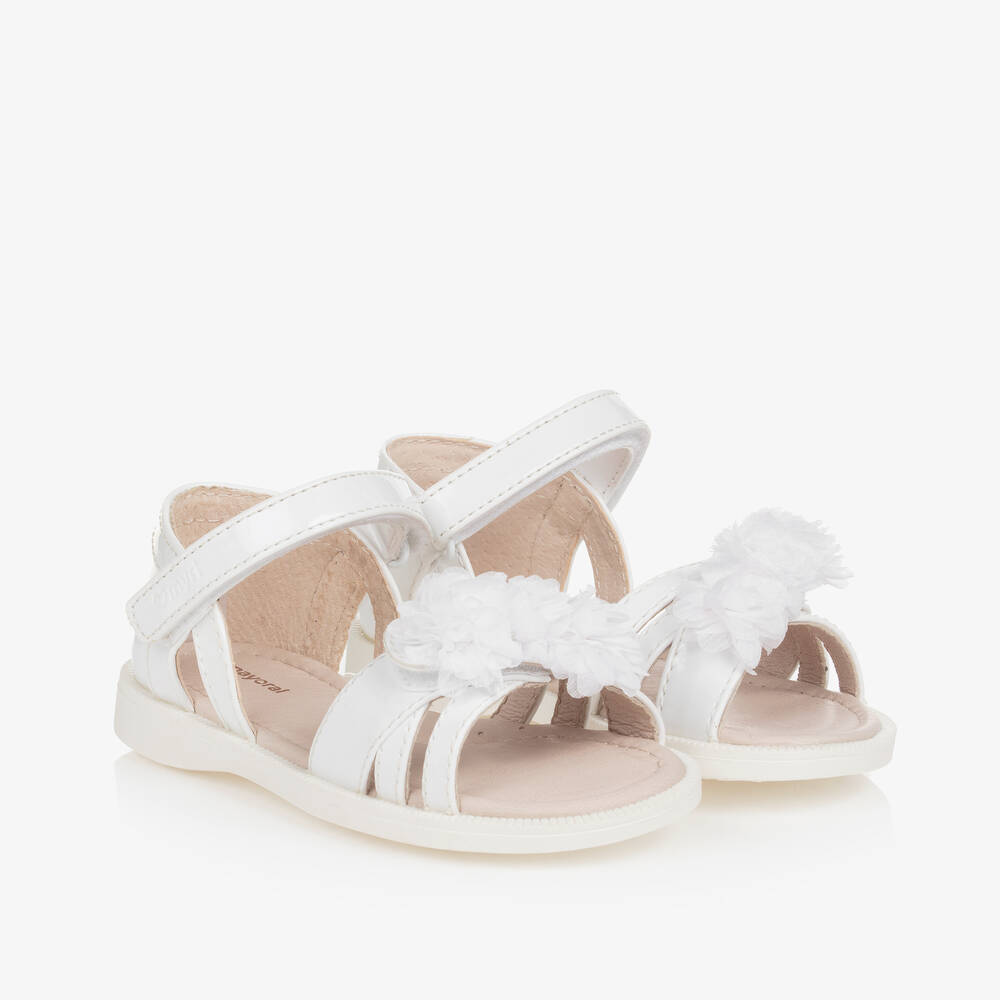 Shop Mayoral Baby Girls White Flower Sandals