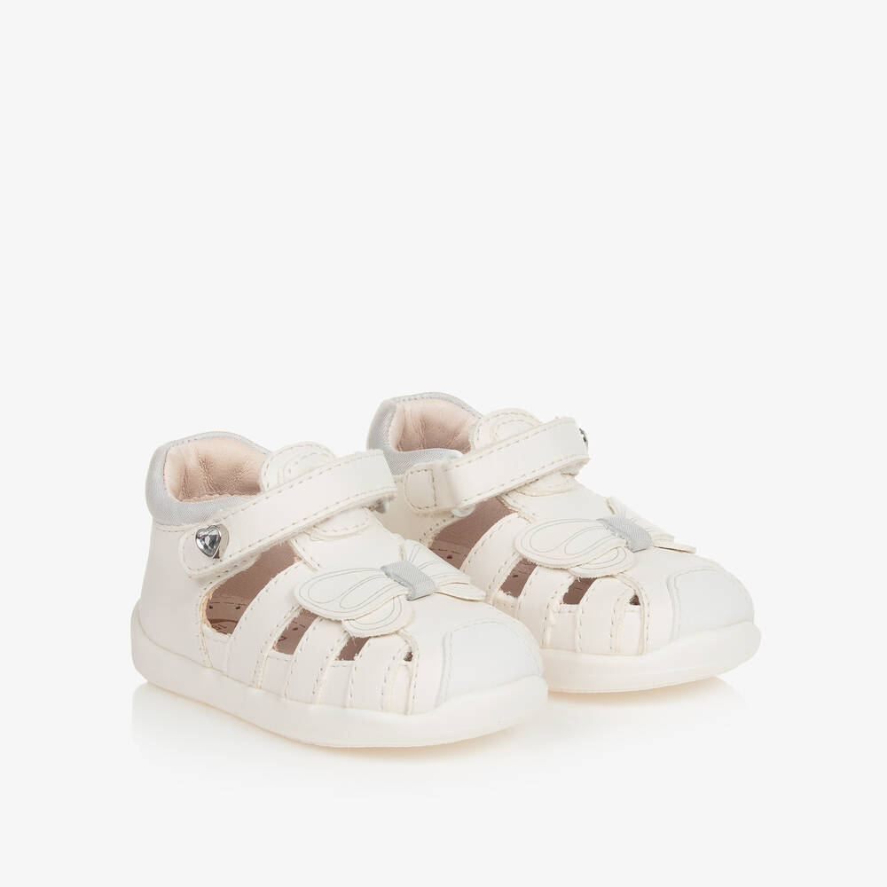 Mayoral Baby Girls White Leather First Walker Shoes
