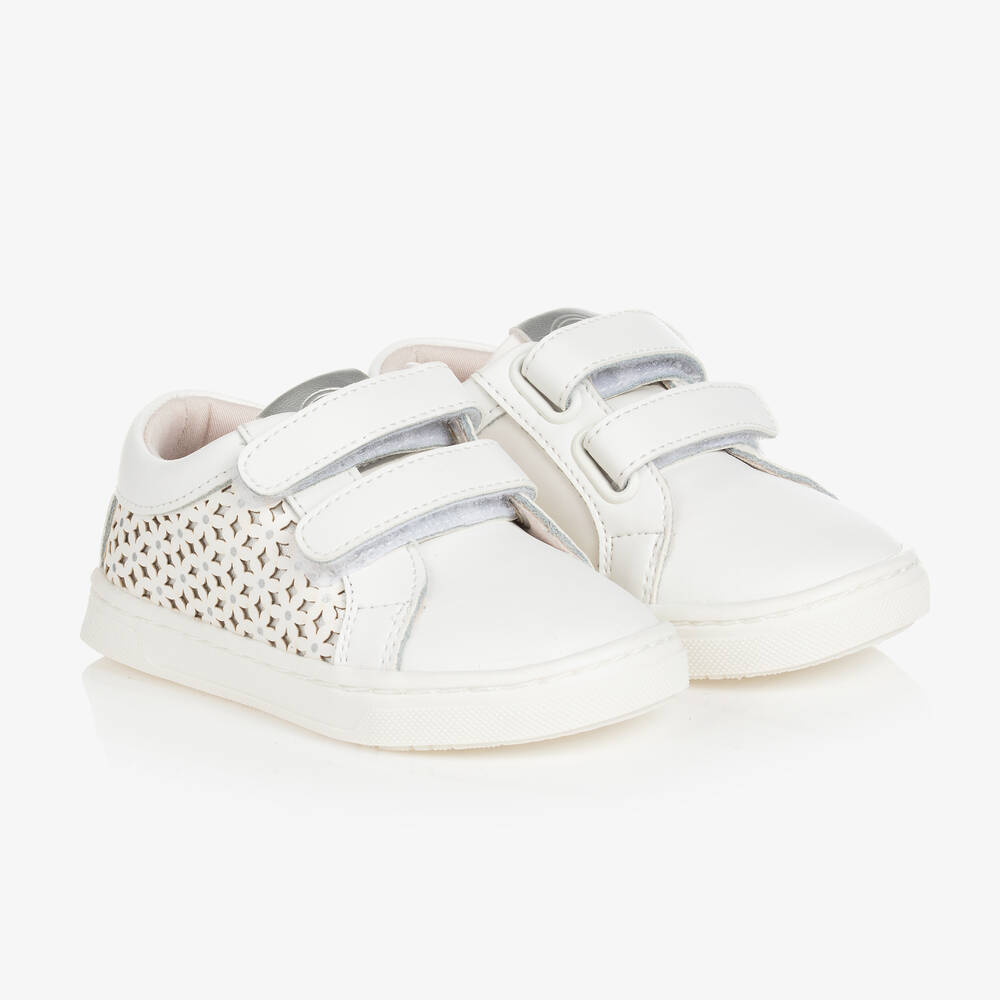 Mayoral - Baby Girls White Leather Trainers | Childrensalon