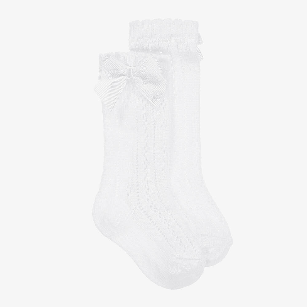 Mayoral - Baby Girls White Pointelle Knitted Socks | Childrensalon