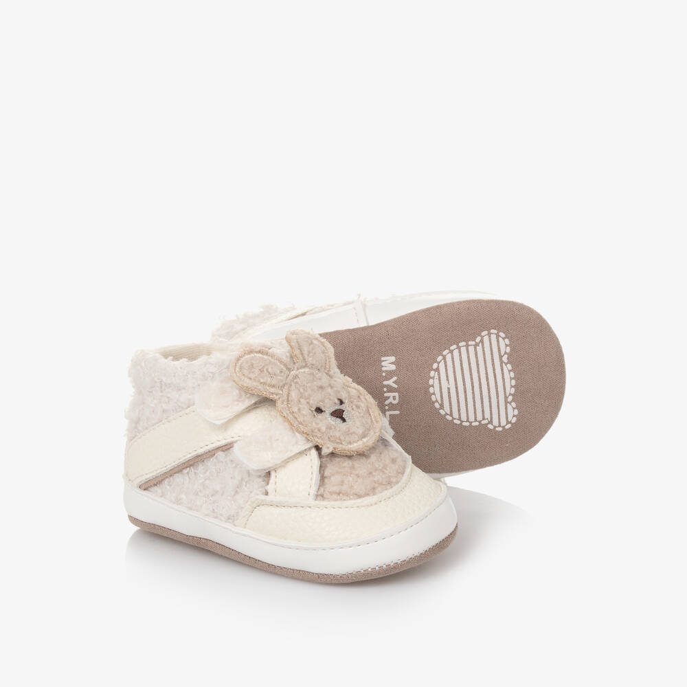 Mayoral Newborn - Beige Borg Pre-Walker Trainers | Childrensalon