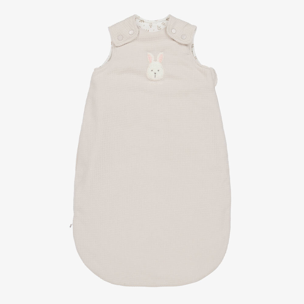 Mayoral Newborn - Beige Cotton Bunny Sleeping Bag (73cm) | Childrensalon