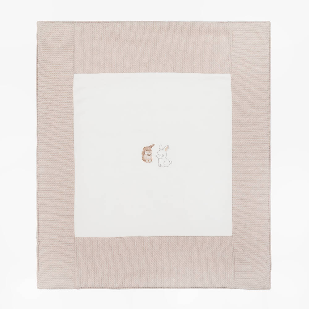 Mayoral Newborn - Beige & Ivory Velour Blanket (90cm) | Childrensalon