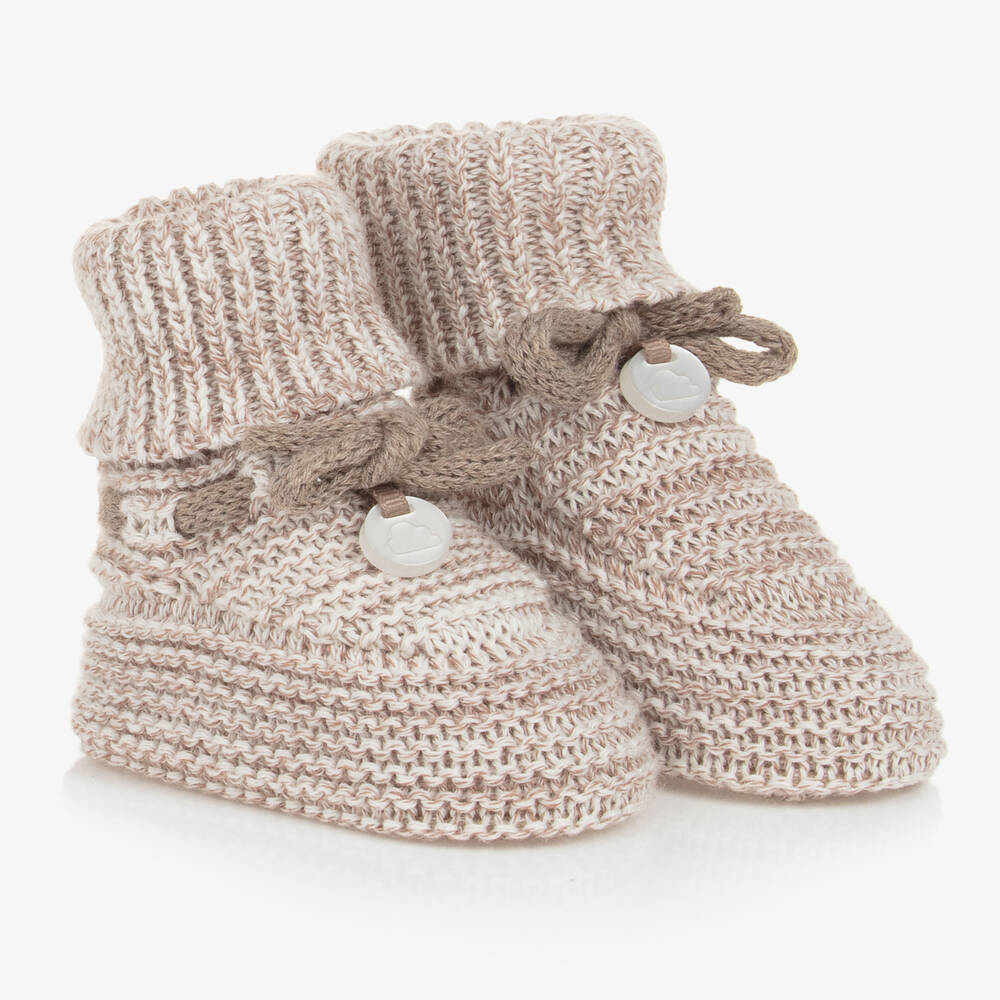 Mayoral Babies' Beige Knitted Booties In Neutral
