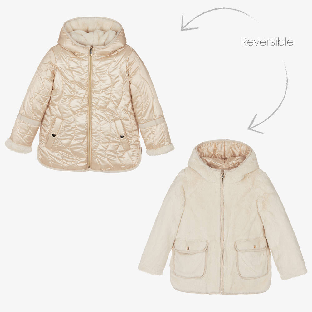 Mayoral - Beige Reversible Fur Coat | Childrensalon