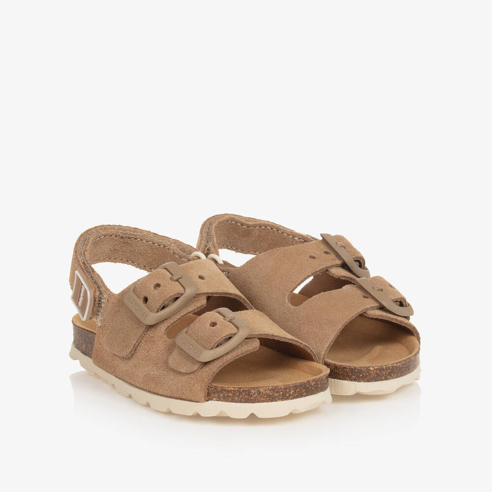 Mayoral - Beige Suede Leather Baby Sandals | Childrensalon