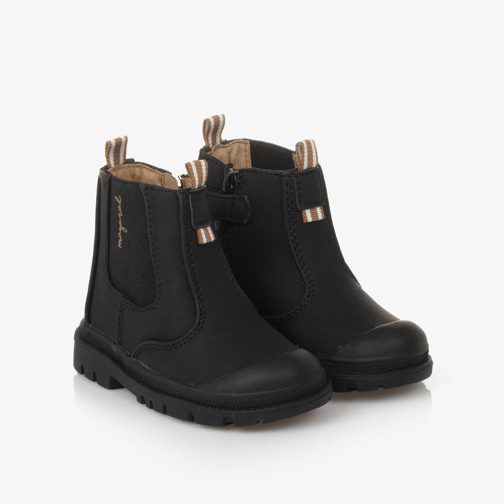 Mayoral - Black Faux Leather Chelsea Baby Boots | Childrensalon