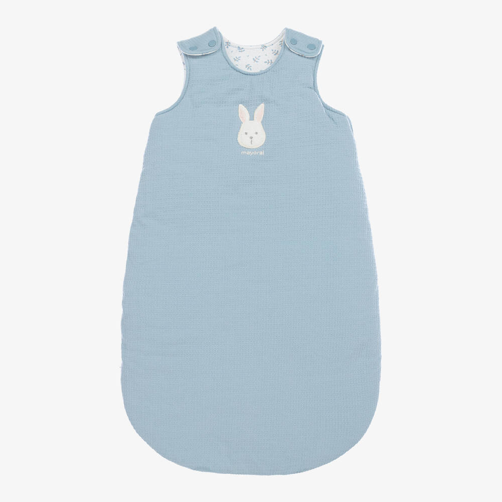 Mayoral Newborn - Blue Cotton Bunny Sleeping Bag (73cm) | Childrensalon