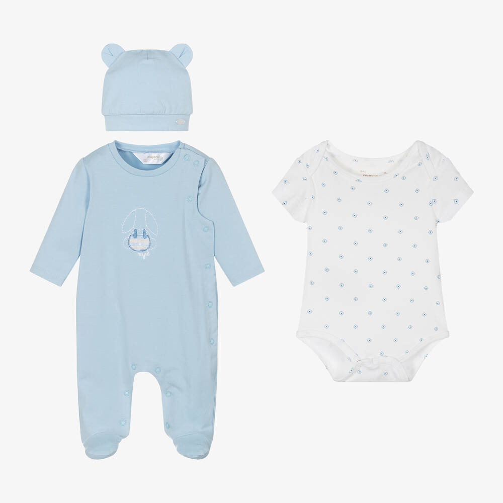 Mayoral - Blue Cotton Jersey Babysuit Set | Childrensalon