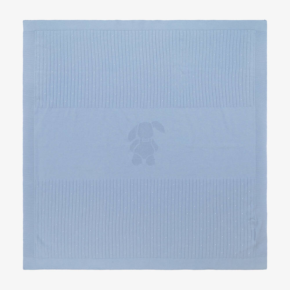 Mayoral - Blue Cotton Knit Blanket (90cm) | Childrensalon