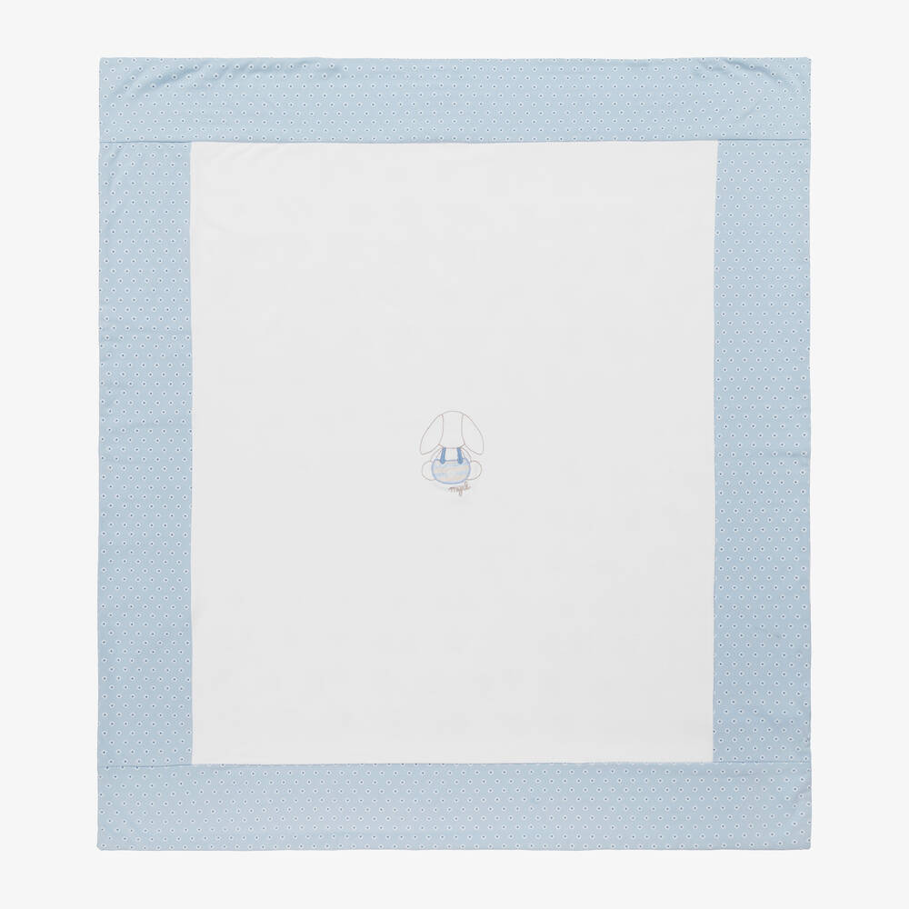 Mayoral - Blue & Ivory Cotton Blanket (90cm) | Childrensalon