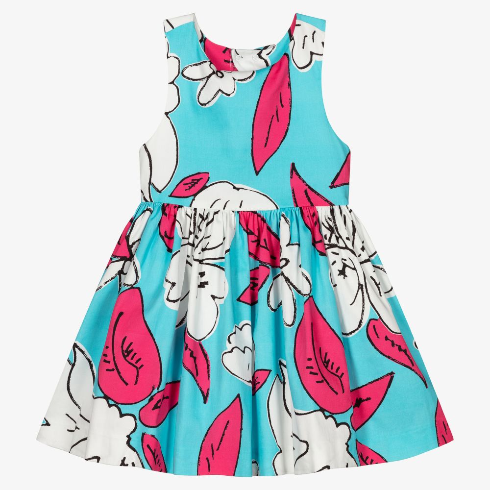 Mayoral Babies' Girls Blue & Pink Floral Dress | ModeSens