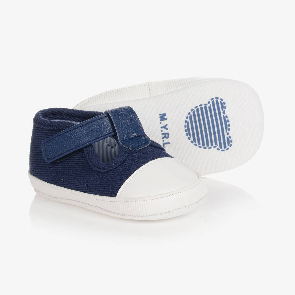 Mayoral - Blue & White Canvas Pre-Walker Shoes | Childrensalon