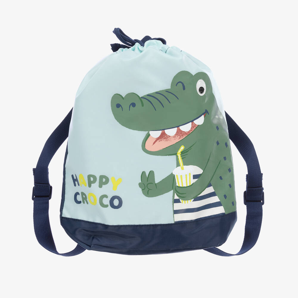 Mayoral - Boys Aqua Blue Croco Backpack (34cm) | Childrensalon