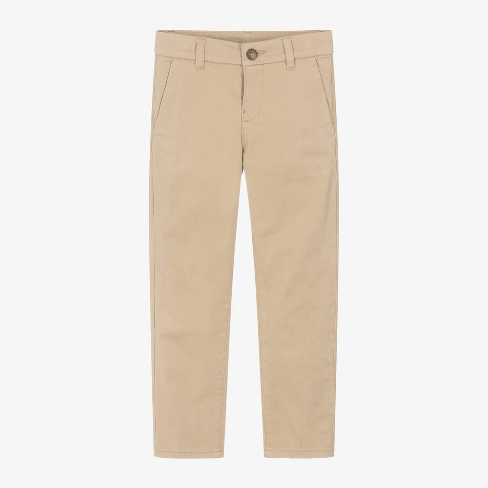 Mayoral - Boys Beige Cotton Chino Trousers | Childrensalon