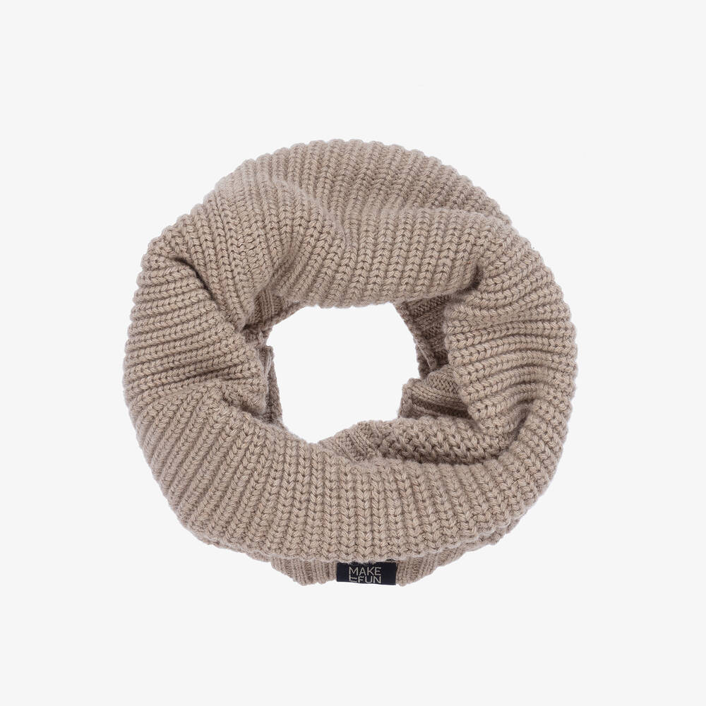 Mayoral - Boys Beige Cotton Knit Snood | Childrensalon