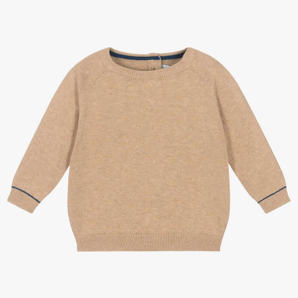 Mayoral - Boys Beige Cotton Knitted Sweater | Childrensalon