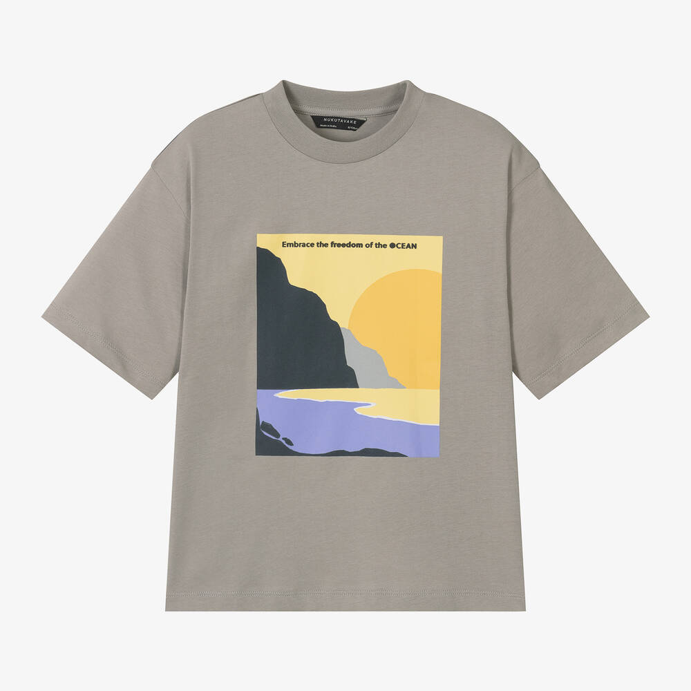 Mayoral Nukutavake - Boys Beige Sunset Cotton T-Shirt | Childrensalon