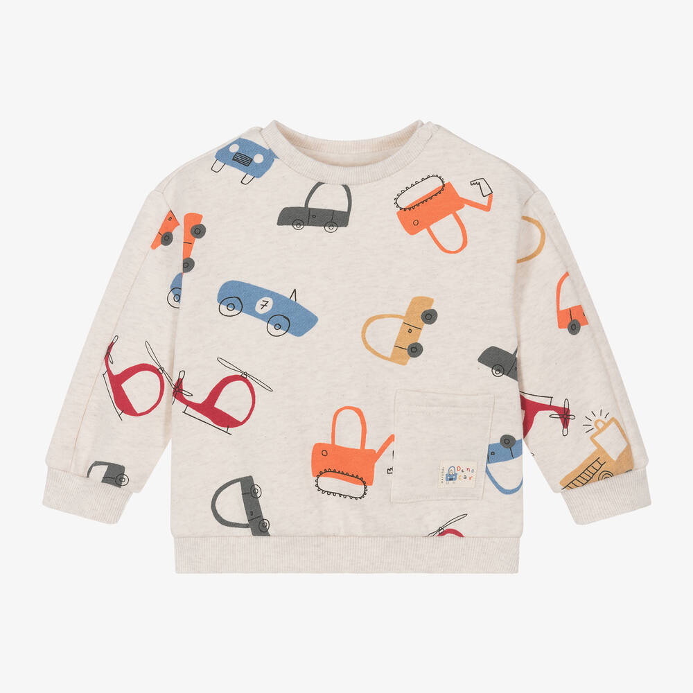 Mayoral - Boys Beige Vehicle Print Sweatshirt | Childrensalon