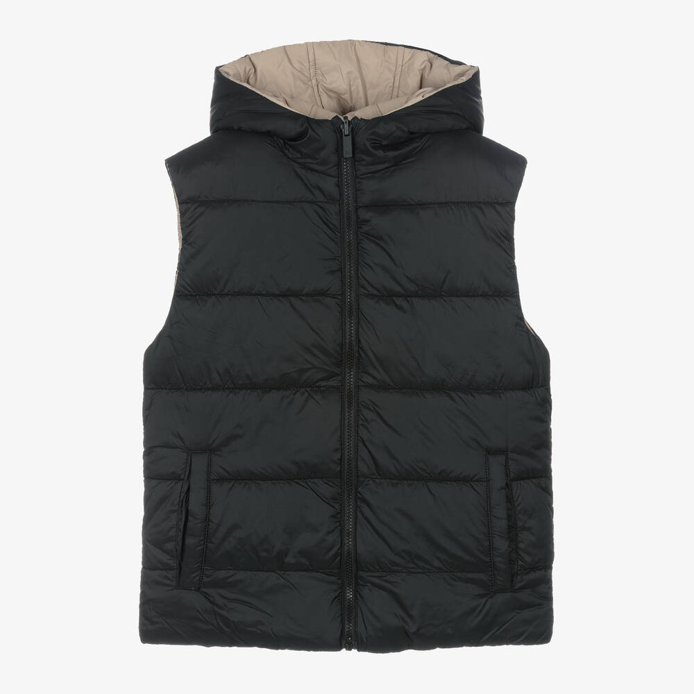 Mayoral Nukutavake - Boys Black & Beige Reversible Gilet | Childrensalon