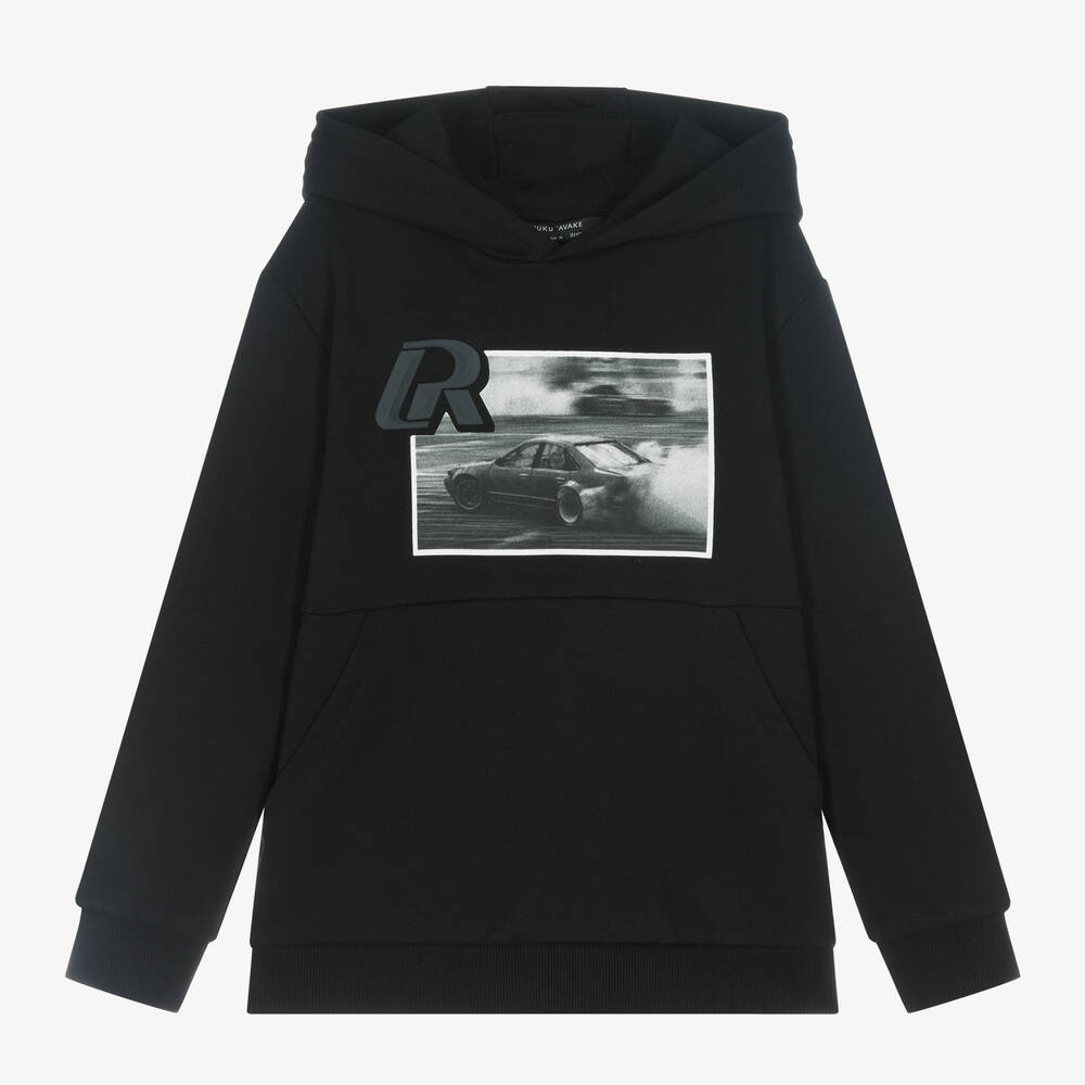 Mayoral Nukutavake - Boys Black Cotton Racing Car Hoodie | Childrensalon