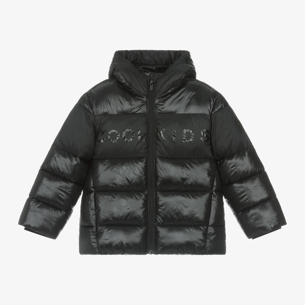 Mayoral - Boys Black Hooded Puffer Coat | Childrensalon