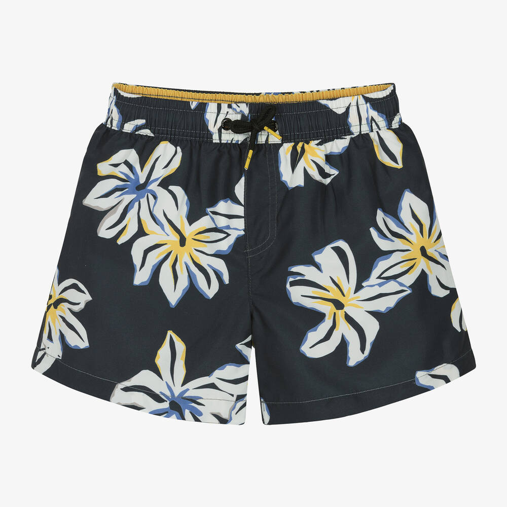 Mayoral Nukutavake - Boys Black Tropical Flowers Swim Shorts | Childrensalon