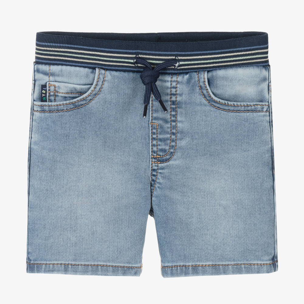 Mayoral - Boys Blue Cotton Denim Shorts | Childrensalon