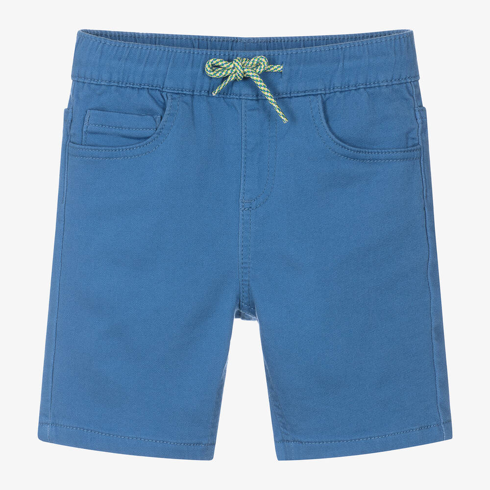 Mayoral - Boys Blue Cotton Drawstring Shorts | Childrensalon