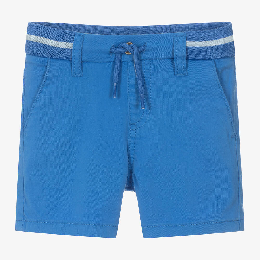 Mayoral - Boys Blue Cotton Drawstring Shorts | Childrensalon